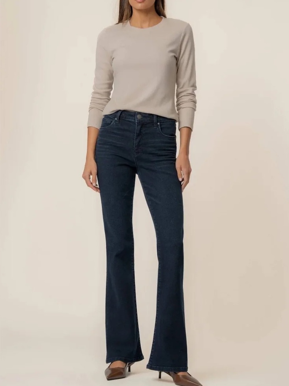 Kut From The Kloth Ana High Rise Fab AB Flare Jeans | Size 6 | Dark Blue/Grey